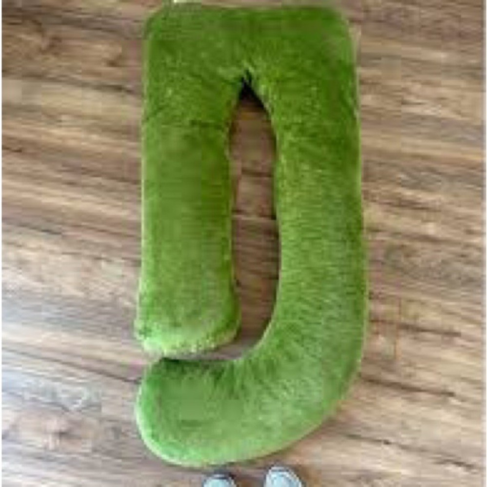 Plush Green U-Shaped Pillow